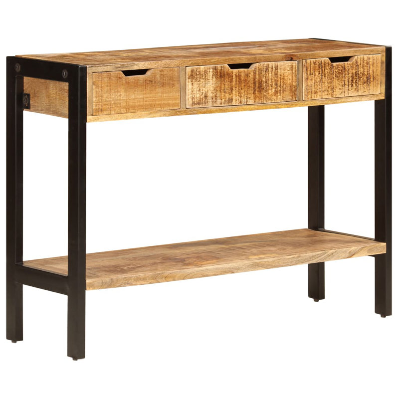 Sideboard with 3 Drawers 43.3" x 13.8" x 29.5" Solid Sheesham Wood, Natural