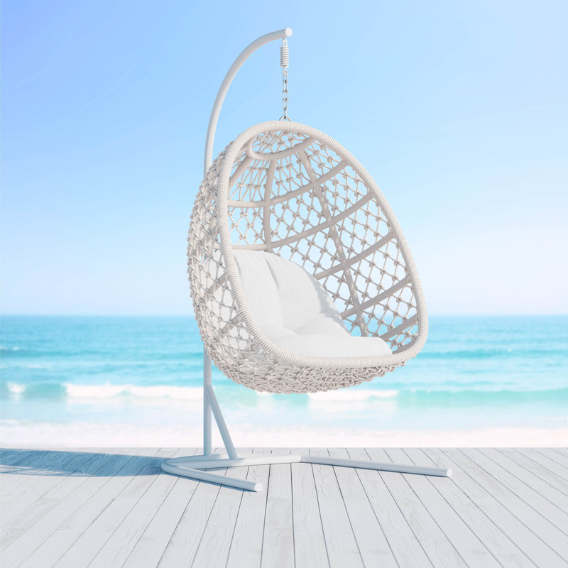 Amelia Egg Chair with Stand, Sand/White