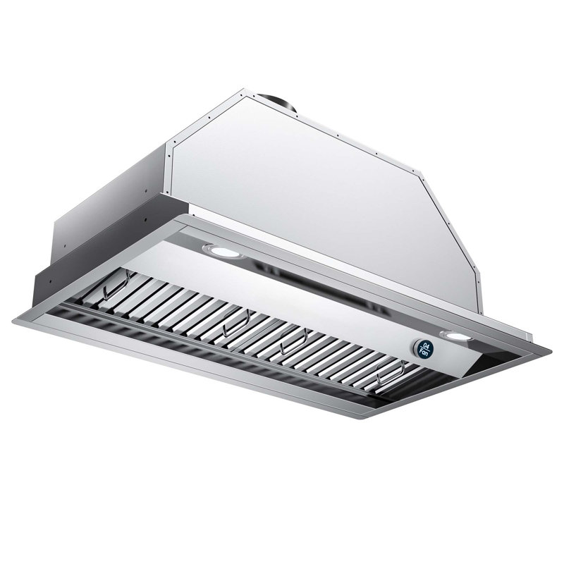 Hotte encastrable 30 pouces 900 CFM en acier inoxydable avec filtres à charbon, lumières DEL et commande à bouton, 30"