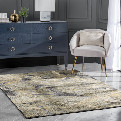 Well Woven Cairo Gillian Abstract Modern Yellow Rug