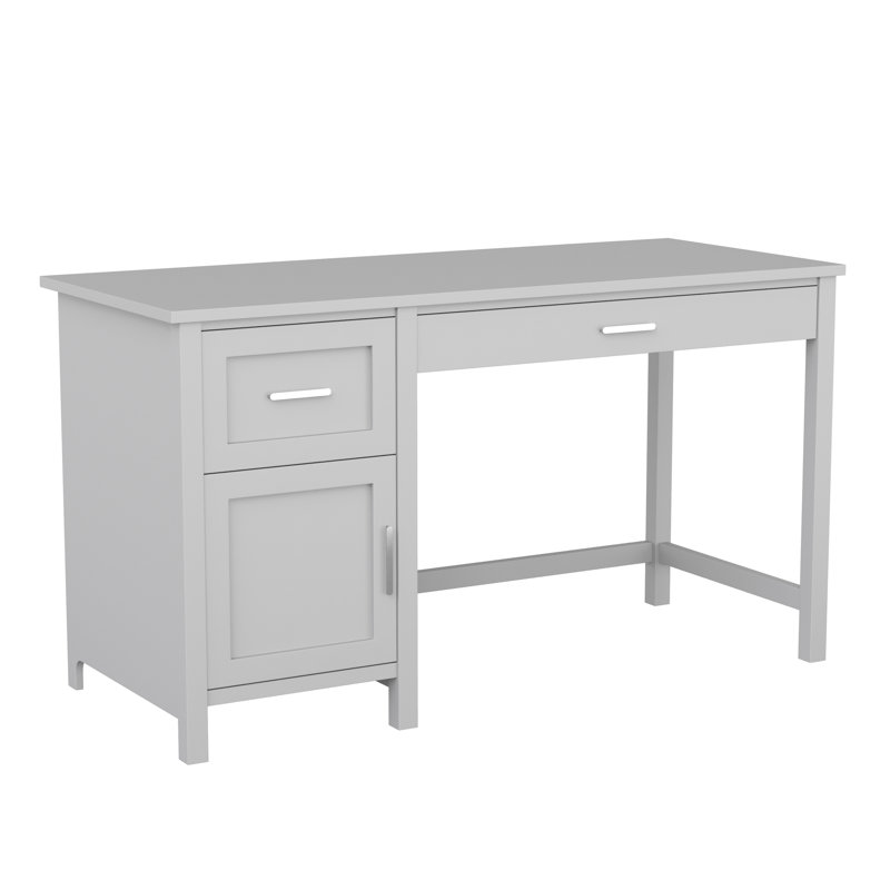 Gray Wood Home Office Desk with Drawer and Filing Cabinet