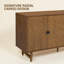 Buffet en bois massif NTC Bloom, armoire à 4 portes avec motif sculptural sculpté à la main, buffet artistique pour le salon ou la salle à manger, assemblage sans effort, aspect teck-564788352
