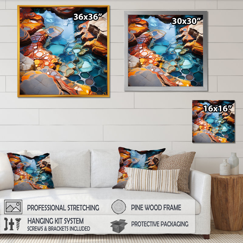 «Intertwine Water Fusion - Lakes & Rivers», reproduction d'art sur toile, H 36 po x l 36 po x P 1,5 po, Cadre flottant noir
