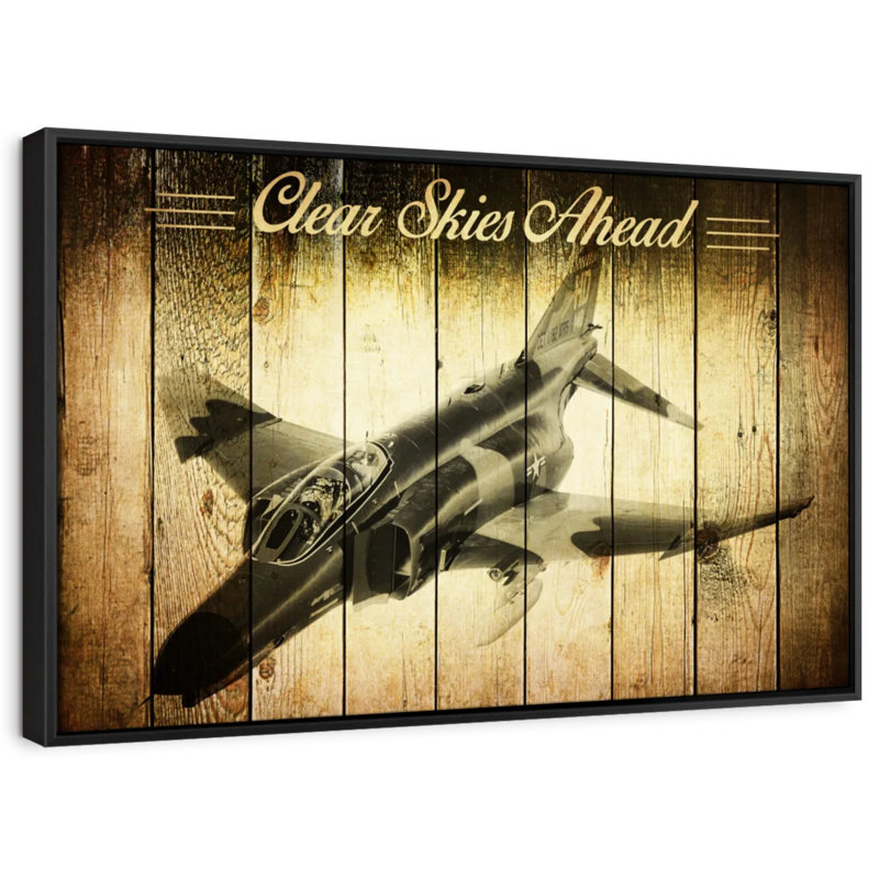 Impression sur toile d'avion militaire rustique, H 13 po x l 19 po