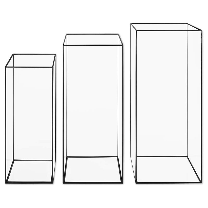 Glass Tabletop Hurricane, Black