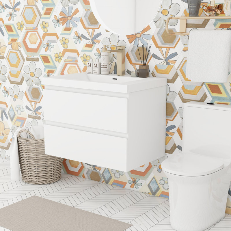 Wall Mounted Bathroom Vanity, White