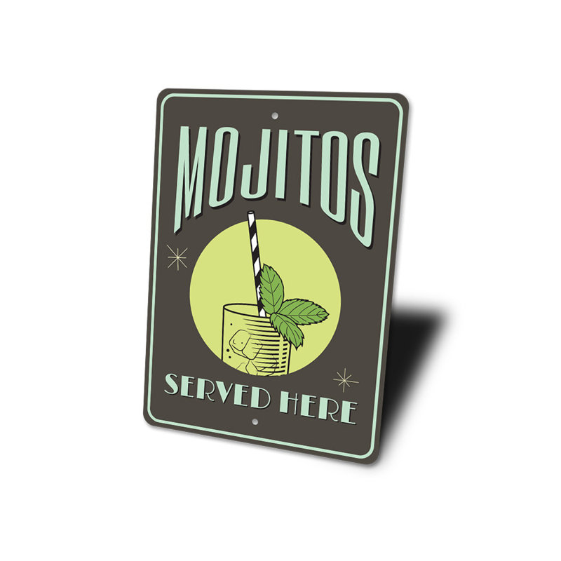 Plaque en aluminium Mojitos, H 18 po x l 12 po x P 0,06 po