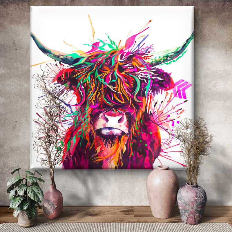 Agatha the Highland Cow - Wrapped Canvas Art Prints from Sarah Taylor Art, 70cm H x 70cm W