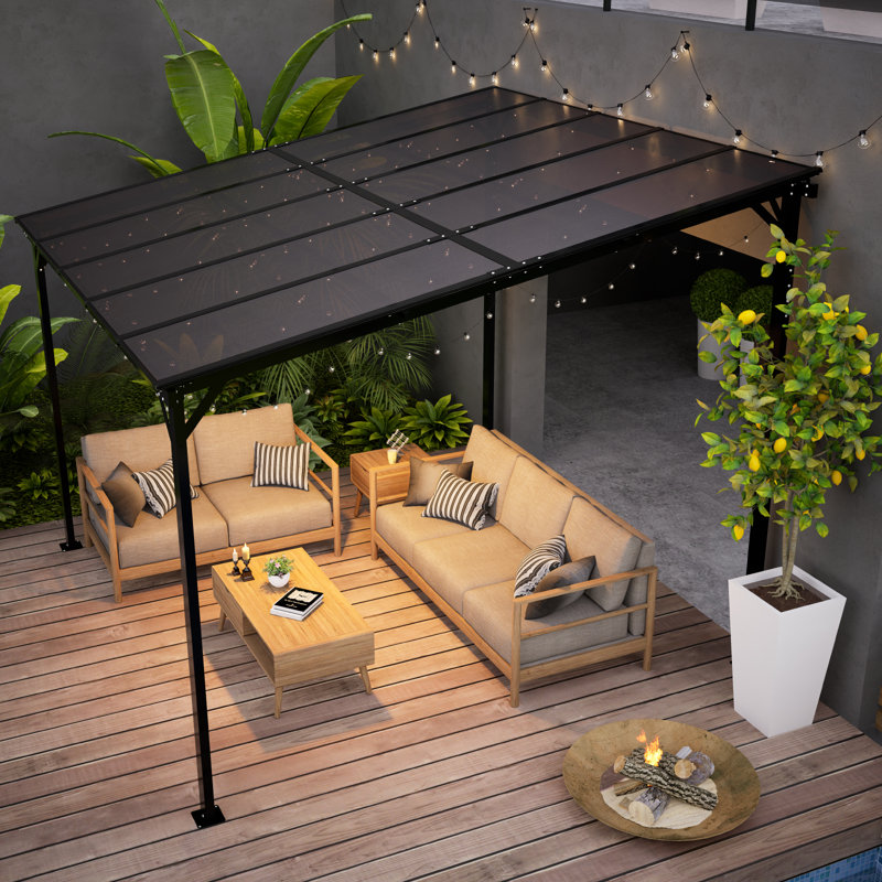 Yallisey Patio Gazebo With Waterproof Fuzzy Strip, Innovative Base Support Gazebo, Wall Mounted Gazebo For Backyard, Decks, Garden