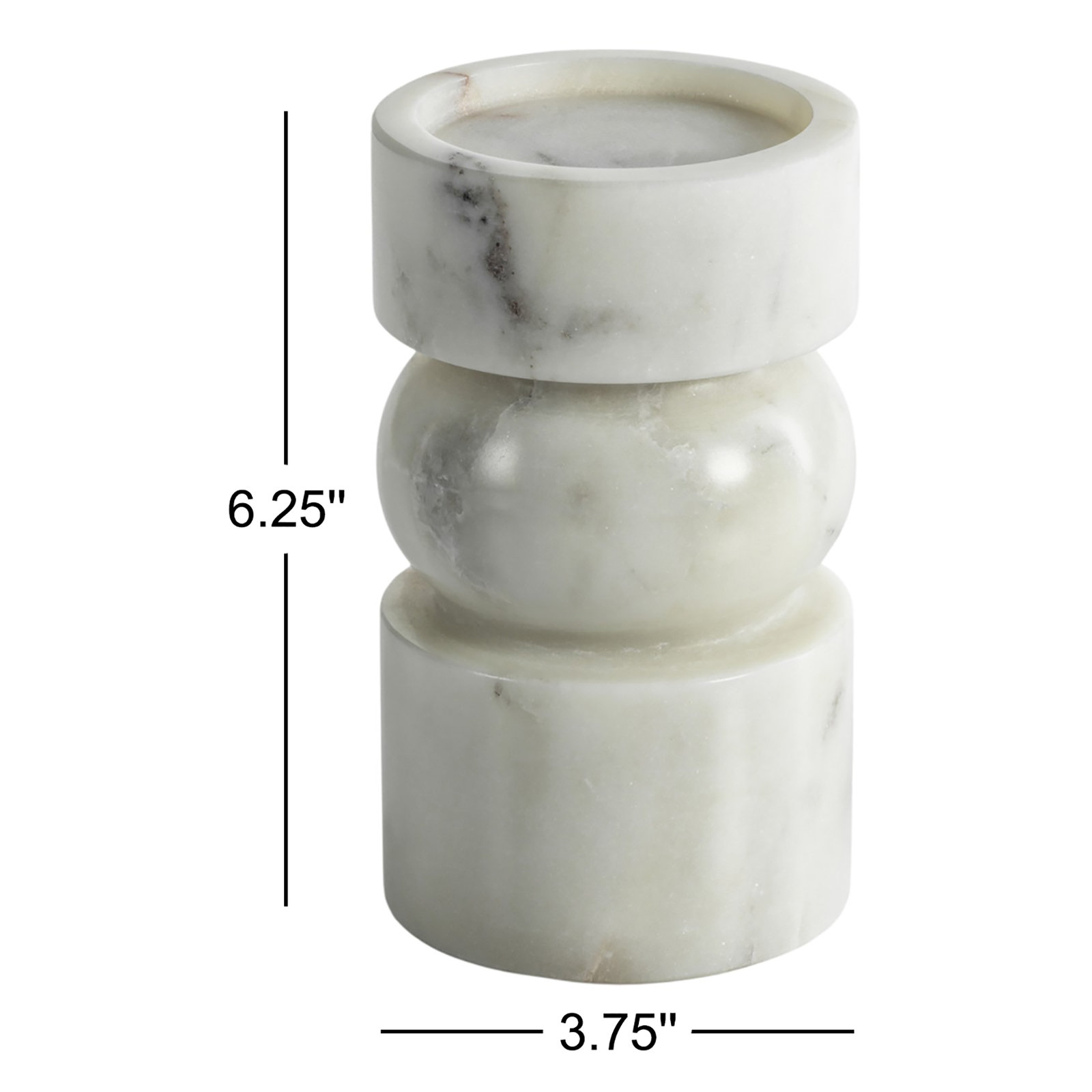 Keaton 2-Piece Genuine Marble Pillar Set, 6.25" H x 3.75" W x 3.75" D