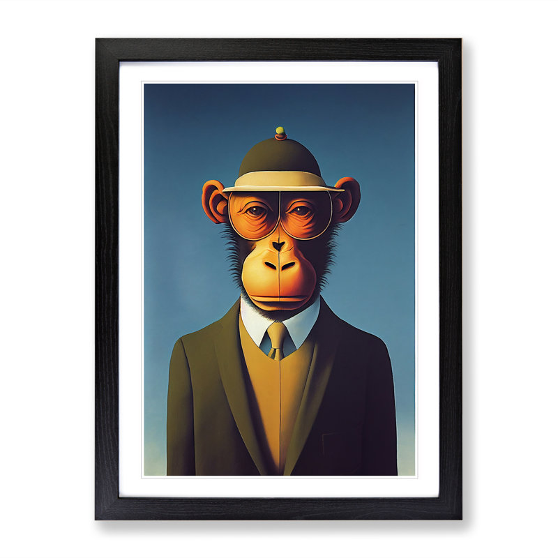 Mr Monkey - Framed Print, Black, 64cm H x 46cm W x 2cm D