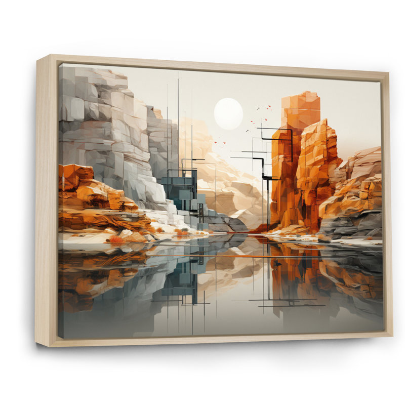 Profondeurs des canyons orange et gris du canyon - Imprimé, H 34 po x l 44 po x P 1,5 po, Cadre naturel flottant