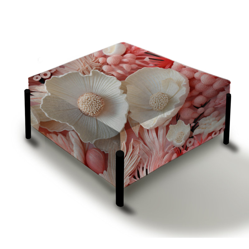 Seashell - motif tropical oasis - grand repose-pieds carré côtier