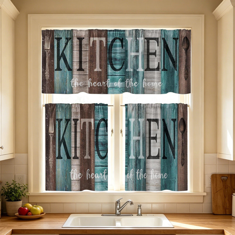 Panneaux de rideaux de cuisine décoratifs courts en 2 pièces, C