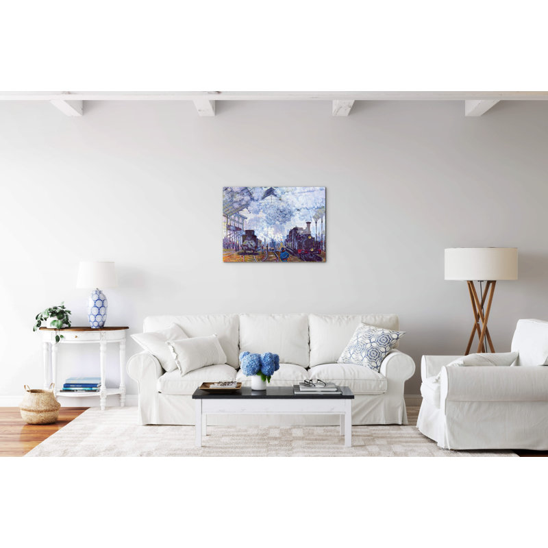 Saint Lazare station in Paris, arrival of a train by Monet Claude 57cm H X 76cm W CrystalArt Material Acrylic Glass Effect, Frameless Panel Lightweight Ready to Hang