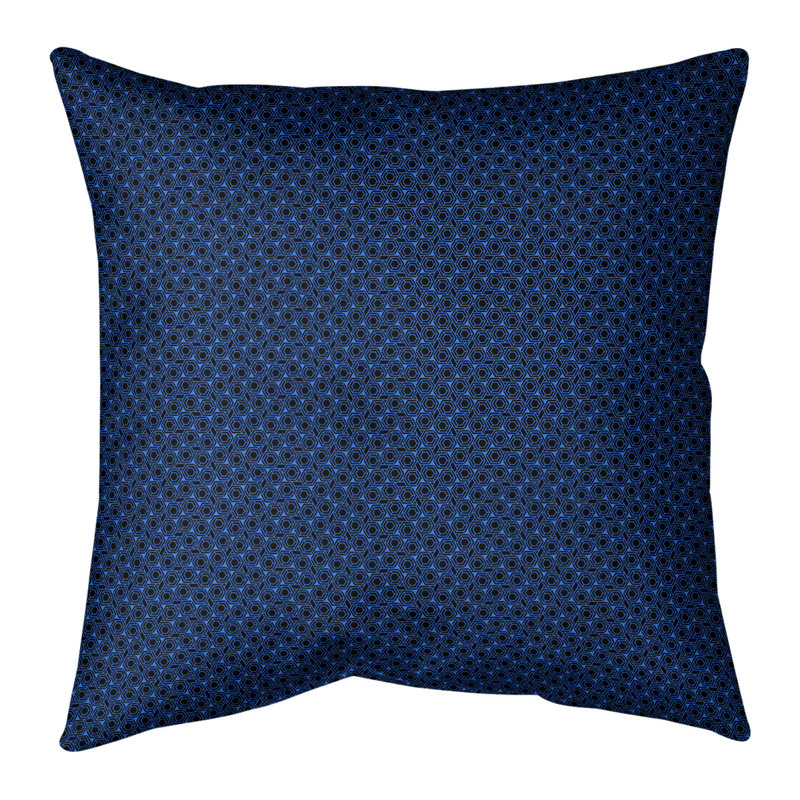 Oreiller carré Katelyn Elizabeth, Polyester/ Bourre en polyester, 18" x 18", Bleu et noir