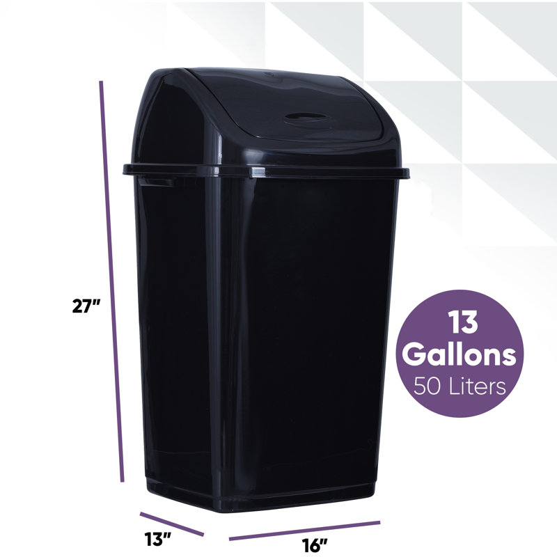 Poubelle à battant 13 gallons, Noir