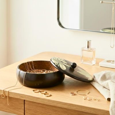 Boîte à bijoux et à souvenirs en bois 8 po