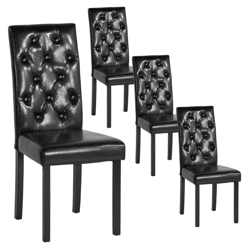 Kaarlo 47cm H Tufted Upholstered Parsons Chair, Black
