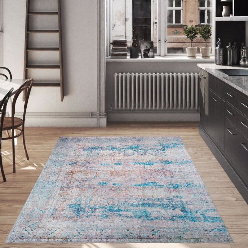 Premium Machine Washable Carpet, 4.6 x 6.2 Feet, 100% Polyester, 1850 g/m² | Pile Height: 0.2 Inches | Eco-Friendly Recycled Poly Cotton Underside | Perfect for Living Room, Bedroom, and High-Traffic Areas