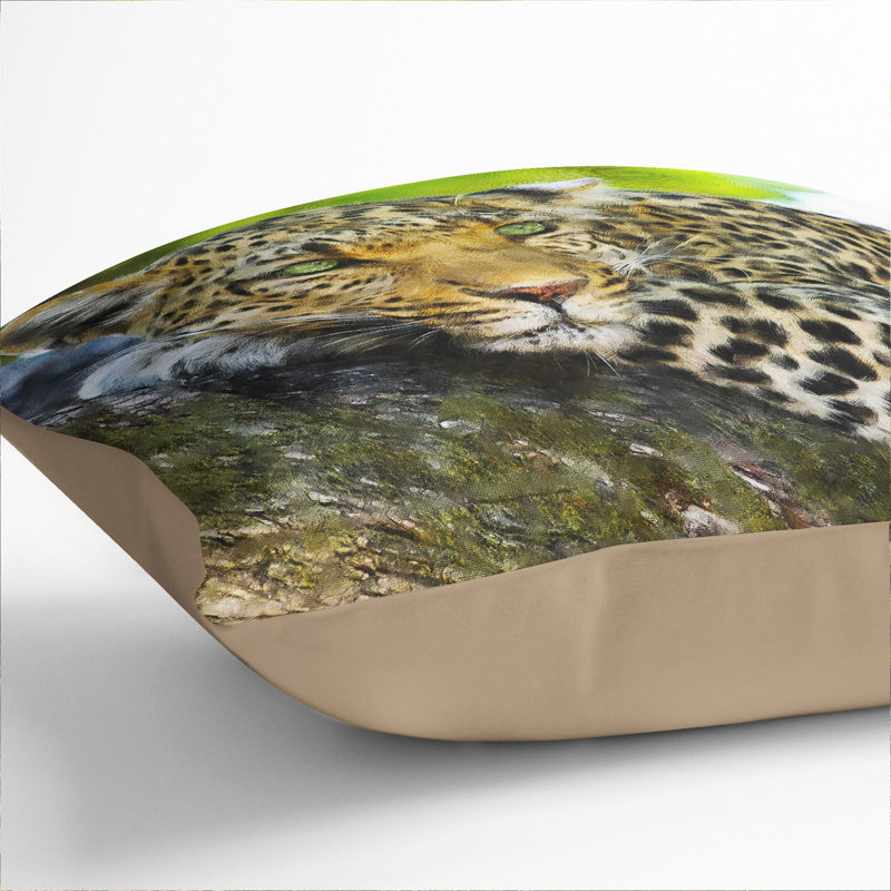 Leopard Vol.2 Square Throw Cushion, 55cm H x 55cm W x 20cm D, Stone