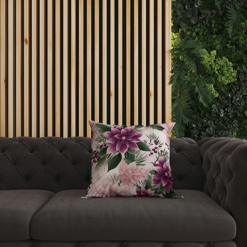 Coussin décoratif réversible Holiday, H 16 po x l 16 po, Floral rose / vert