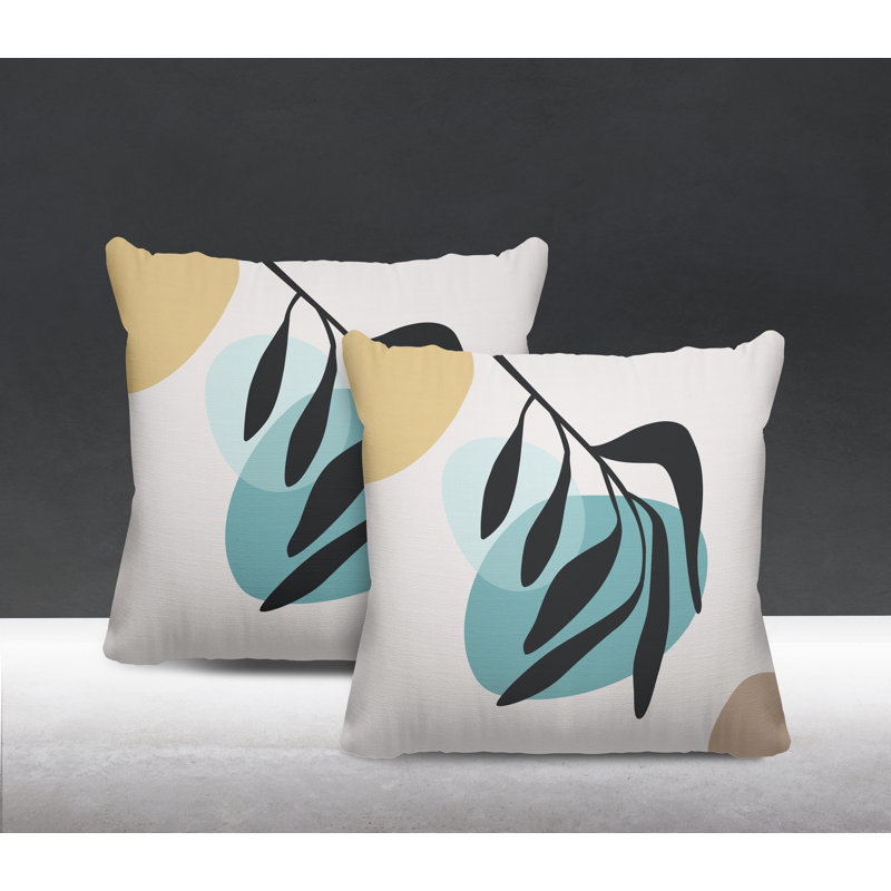 Polyester/Polyester Blend Throw Square Indoor/Outdoor, 15" x 15", Turquoise/Beige