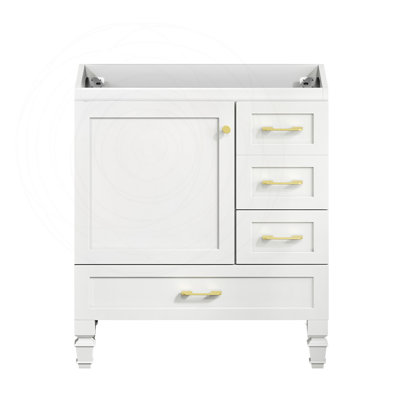 Meuble-lavabo blanc 30 po avec porte à fermeture en douceur et tiroirs