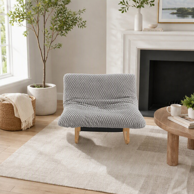 Fauteuil à billes avec dossier, structure en bois massif, Vert antique
