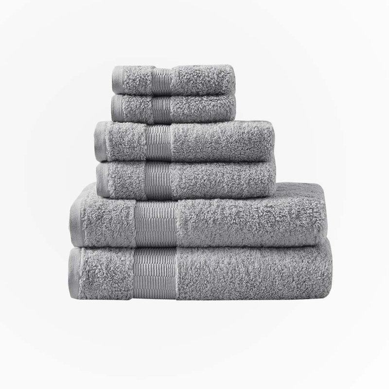 Gracie Mills Forrest Splendor  Cotton 6 Piece Towel Set, Grey 650Gsm