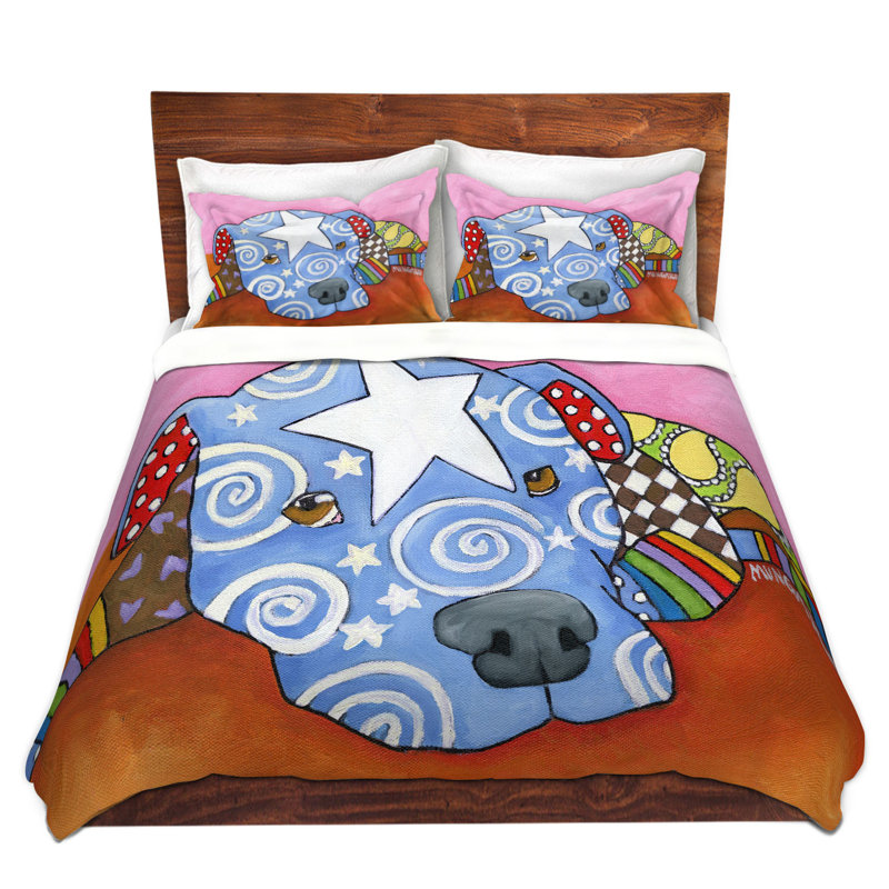 Ensemble de housse de couette triste pitbull, 1 housse simple + 1 taie standard