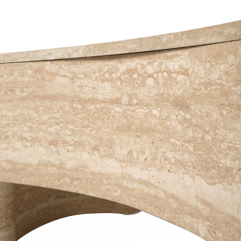Table basse irrégulière avec plateau rabattable et compartiment de rangement caché