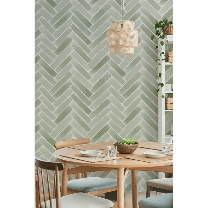 Motif aquarelle de dosseret à motif de chevrons vert sauge