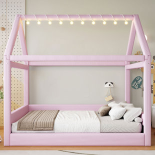 Lit de jour rembourré pleine grandeur avec bandes lumineuses à DEL, lit maison moderne pour la chambre à coucher