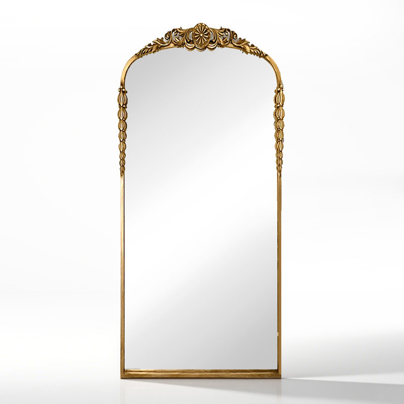 High-Definition Full-Body Mirror With American-Style Vintage Floral Border, 66.93” x 27.56”
