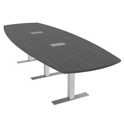 Table de conférence Arc Boat avec bases en T en métal et modules de données