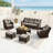 Keaisha 5 Person Outdoor Conversation Furniture Set Seating Group With Coffee Table And Cushions-624864203-624864200