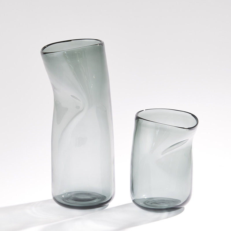 Contour Vase, 15" H x 7.25" W x 6.75" D, Gray