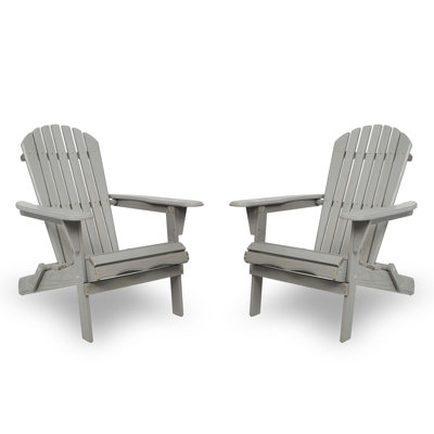 Solid Cedar Wood Adirondack Patio Chairs with Embossed Grain, Foldable and Durable for Outdoor Relaxation, Set of 2 by Dovecove
