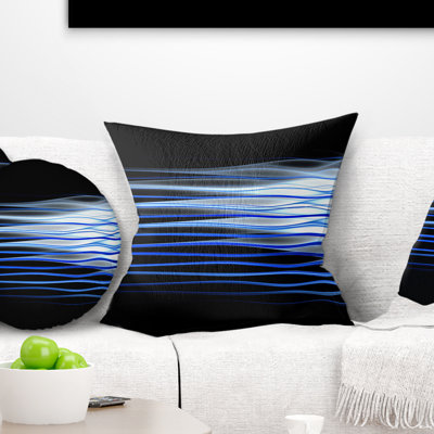 Vagues fractales bleu foncé - coussin abstrait imprimé