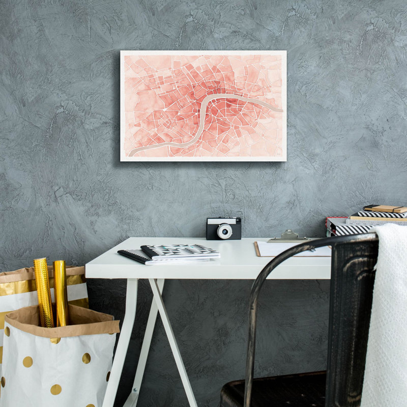 «Watercolor Wanderlust London Coral» par Laura Marshall, art mural sur toile, H 12 po x l 18 po x P 0,75 po