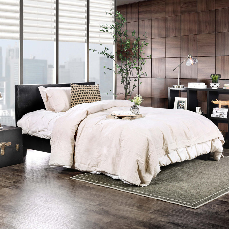 Morgana Vegan Leather Platform Bed, Twin, Black