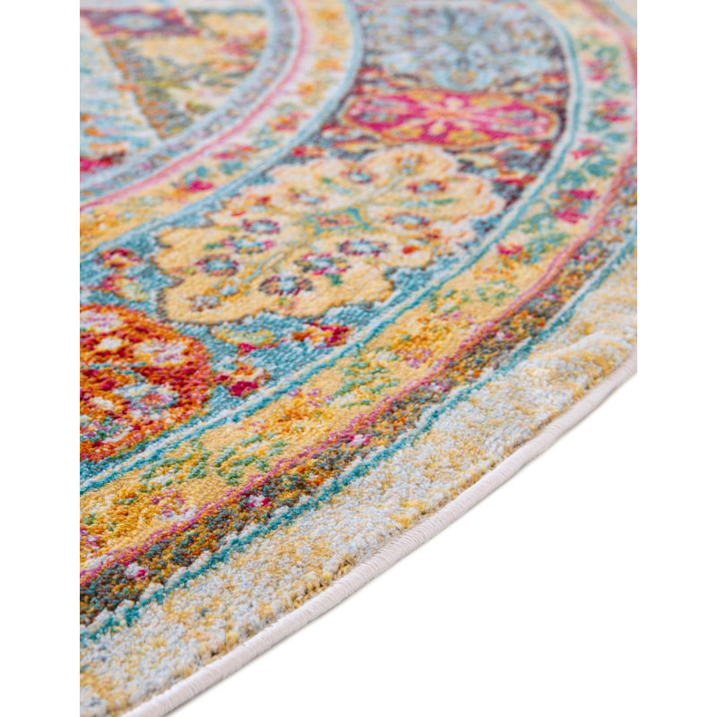 Folmar Geometric Area Rug, Round 6'1"