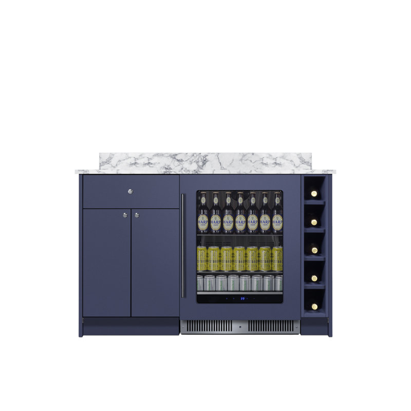 Summit Appliance Mesa Turnkey Dry Bar with Beverage Center and Storage, Blue