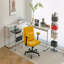 Chaise de bureau jaune avec accoudoirs croisés en lin jaune avec roulettes - ergonomique pour le bureau personnel, le travail et les études