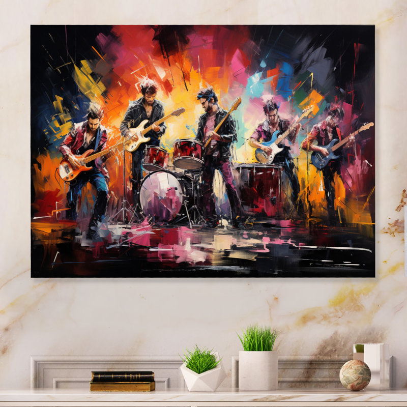 Rock Band in Action II - impression sans cadre sur métal, H 12 po x l 20 po x P 1 po