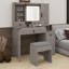 Ensemble de coiffeuse avec miroir lumineux coulissant Farmhouse, coiffeuse en verre avec station de charge, ensemble de meuble-lavabo 4 tiroirs 2 armoires avec tabouret-79513561