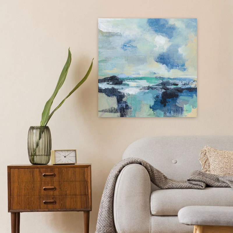 Coastal Coastal Blues I With Abstract Aqua Art 1 Piece Wrapped Canvas Wall Art, 60.96 cm H x 60.96 cm W