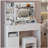 41" Large Size Left Drawer Desktop Vanity Table+Cushioned Stool, Extra Large Touch Control LED Mirror, 3-color Switch, Multi Layer High Capacity Storage Fashionable Dresser, Suitable For Large Space-137469679