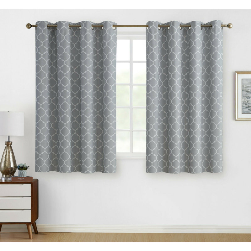 Onna Polyester Curtain Pair, 52" W x 63" L, Gray